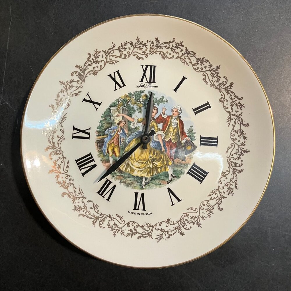 Vintage French Aristocrat Seth Thomas Wall Clock Plate Battery Operated WORKS